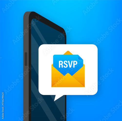Smartphone receiving RSVP invitation email message notification