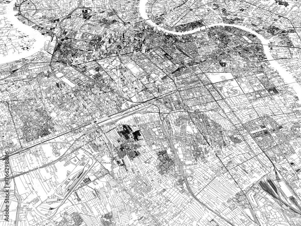 Fototapeta premium 3D illustration of city and urban in Bangkok Thailand