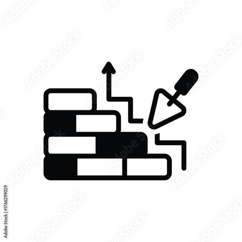 Black solid icon for raising the walls