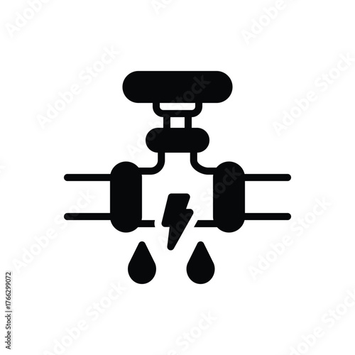 Black solid icon for plumbing power