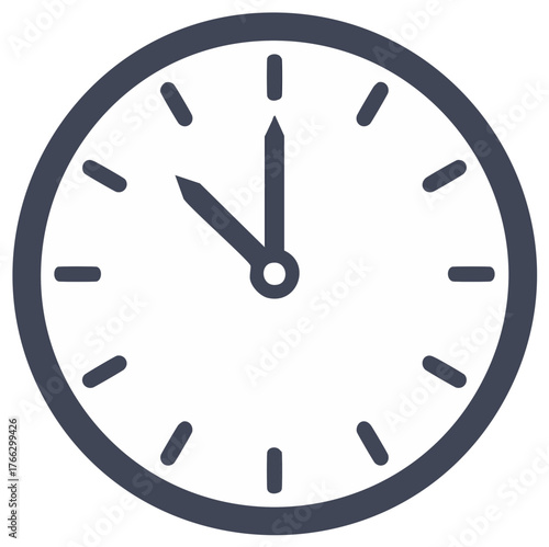 Illustration of a Clock at Eleven O'Clock, Time Icon Design, Circle Elements.