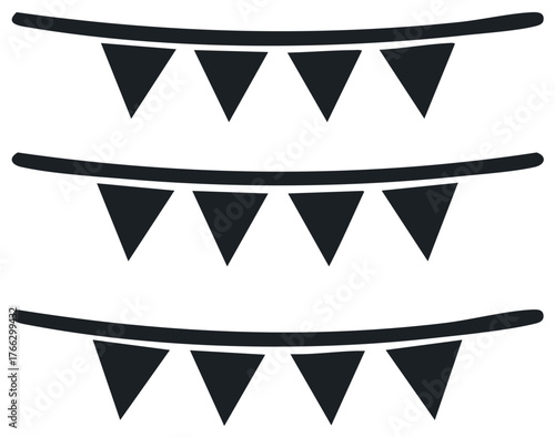 Black Hanging Triangle Party Banners for Celebrations Festive Events Decoration