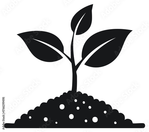 Young plant sprout growing in soil icon illustration representing new beginning and ecology
