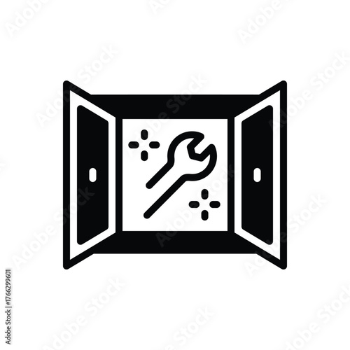 Black solid icon for window installation