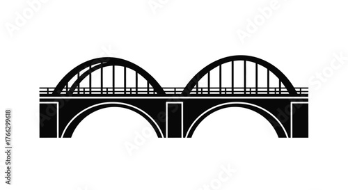 Black and white illustration depicting an arched bridge structure design
