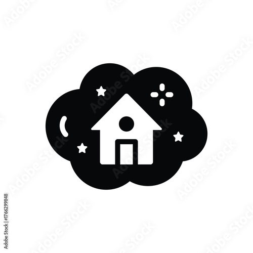 Black solid icon for dream home