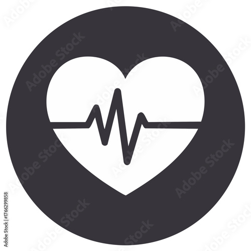 Heartbeat icon graphic inside a circle representing cardiology and health