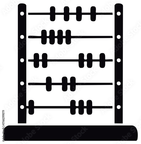 Classic abacus calculation tool icon for mathematics, learning, and education concept