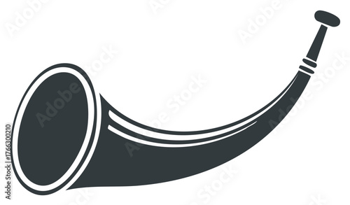 Stylized Illustration of a Dark Hunting Horn or Signal Trumpet