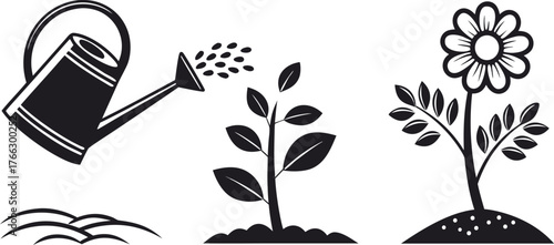 Growing Life: The intricate illustration captures the essence of nurturing life, from seeds to blooms, embodying growth, nature, and the beauty of cultivation.