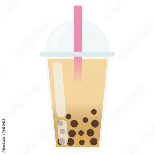 Vector illustration of a glass of bubble tea drink