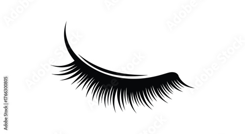 A single stylized black eyelash illustration against a plain white background