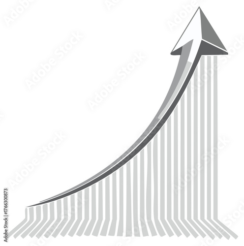 Upward Arrow Graphic with Vertical Lines Illustrating Growth and Positive Trend