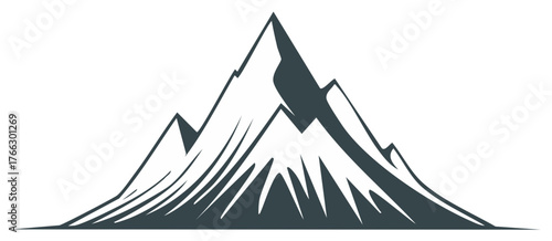 Stylized mountain peak silhouette icon. Vector graphic of a mountain range for adventure and outdoor logo design.