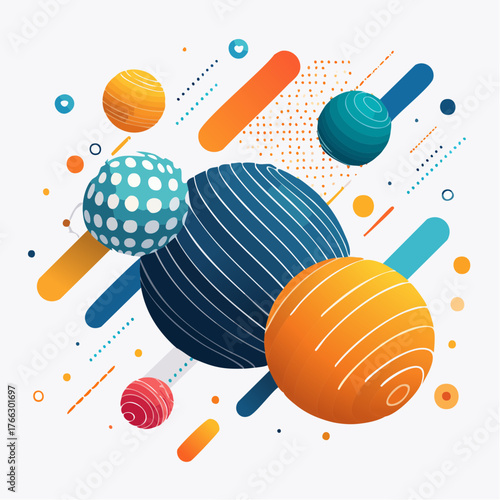 abstract vector illustration with spheres and geometric pattern