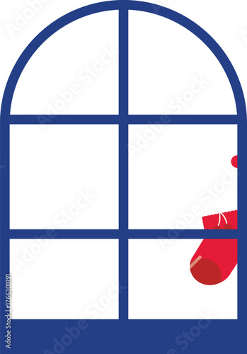 Window with Sock Christmas Art