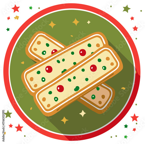 Festive Fruitcake Illustration Holiday Cookies Christmas Treats Celebration Vector Background