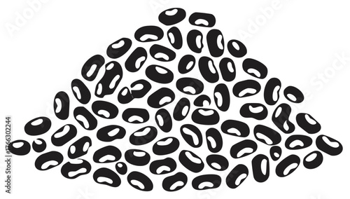 Simple black and white vector illustration of a pile of uncooked beans.