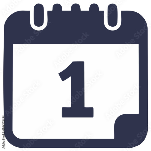 Calendar Page Displaying the Number One Symbolic of the First Day or a Single Event