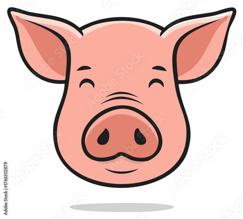 Cute Smiling Piglet Head Cartoon Mascot Vector Illustration