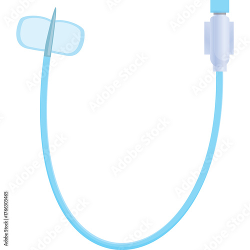 Medical IV Catheter With Blue Tubing and White Hub on a Transparent Background Health Care Infusion Equipment