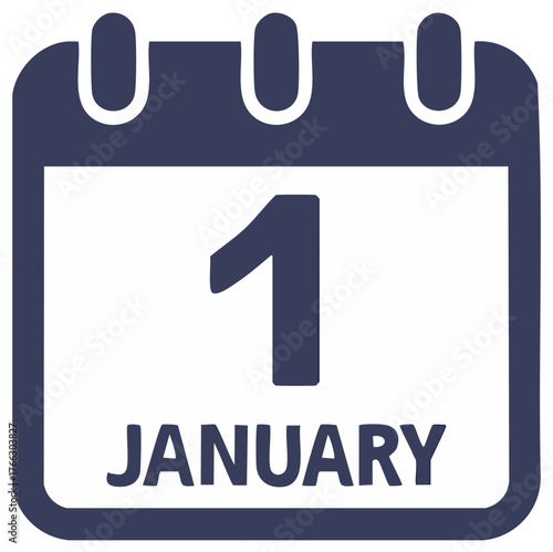 January first calendar page graphic illustration representing the start of the new year
