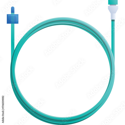 Medical Catheter Tubing With Blue And White Connectors In A Loop On A Transparent Background For Healthcare And Science