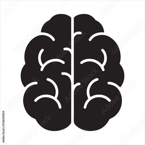 Human brain organ icon for thinking and nervous system