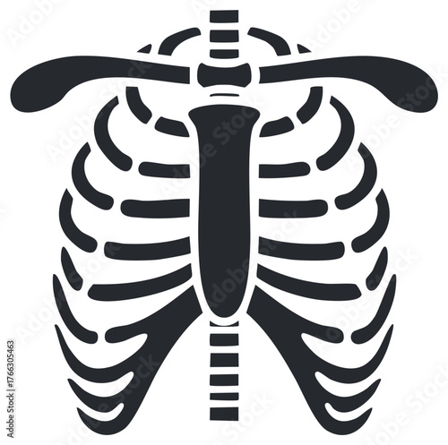 Stylized Rib Cage Illustration Featuring Sternum and Clavicle Design Element Anatomy