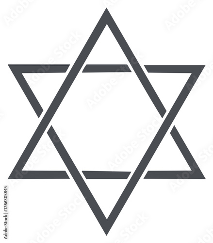 Gray star of David, Jewish religious symbol isolated on white background