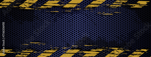 CONSTRUCTION THEME BACKGROUND WITH RUSTIC METAL TEXTURE AND YELLOW STRIPES