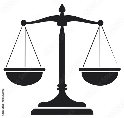 Silhouette of Justice Scales Representing Balance and Fairness in Law and Measurement