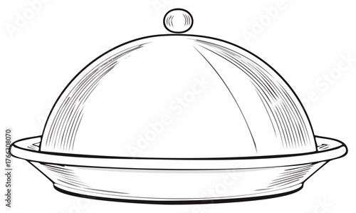 Covered Serving Platter Illustration Presentation Dining Service Food