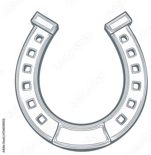 Classic Horseshoe Graphic with Open U Shape and Square Holes