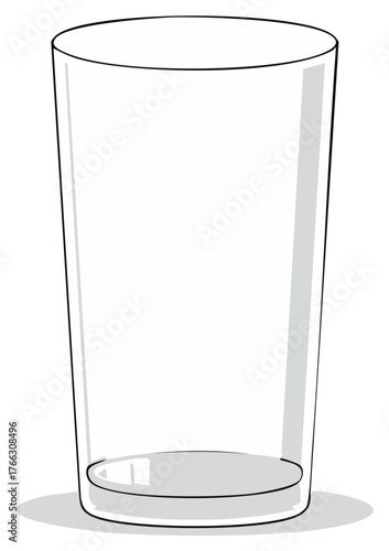 Simple Outline of an Empty Clear Glass Cup with Subtle Shadow