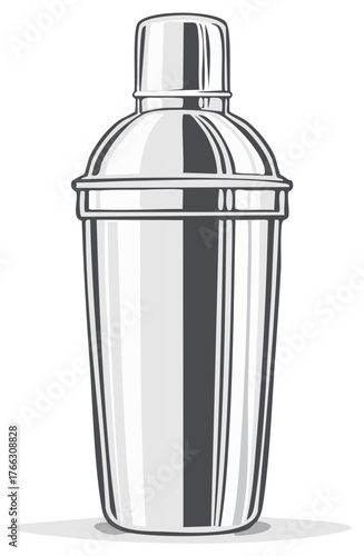 Bar Supplies Cocktail Shaker Classic Stainless Steel Shaker Graphic Illustration