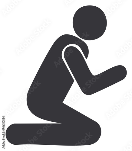 Person Kneeling Praying Illustration Religious Belief Worship Respect