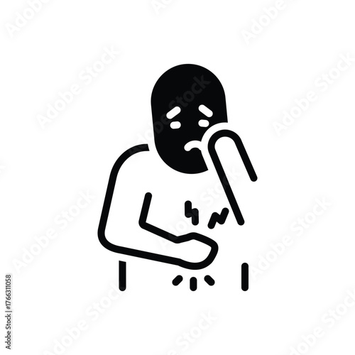 Black solid icon for digestive uneasiness