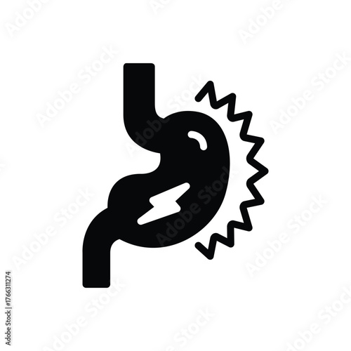 Black solid icon for gastrointestinal ache