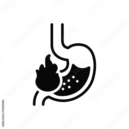 Black solid icon for gastrointestinal discomfort