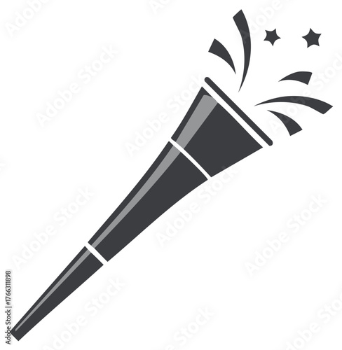 Party Horn Blowing Confetti and Stars Celebration Icon