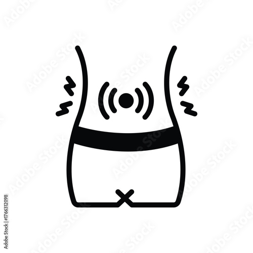 Black solid icon for stomach spasm