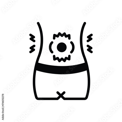 Black solid icon for abdominal cramping