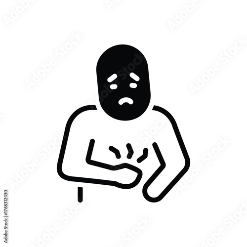 Black solid icon for aching stomach