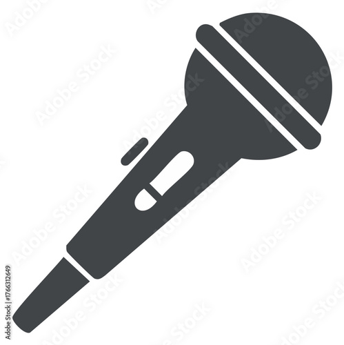Dark gray microphone icon symbolizing sound recording music and live vocal performance