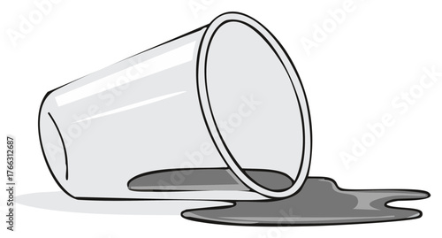 Spilled Drink Cartoon Illustration Depicting Overturned Glass and Dark Liquid