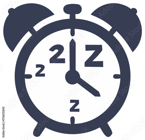 Classic alarm clock design with Zzz sleep symbols and wake up notification for morning routine concept