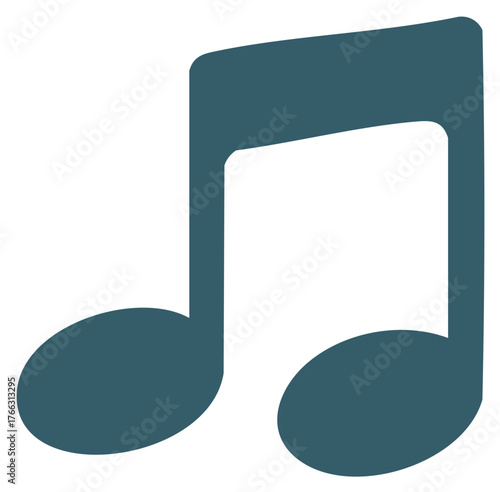 Double Eighth Music Notes Icon, Flat Teal Illustration on White, Symbol of Melody and Sound