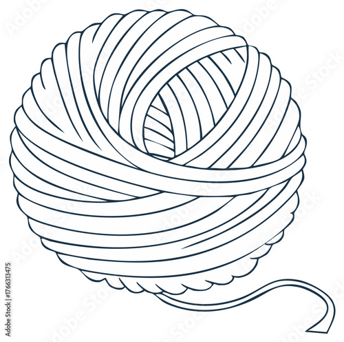 Stylized illustration of a ball of yarn, a creative textile craft essential for knitting or crocheting projects.