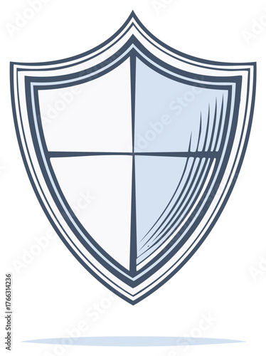Free Download Stylized Security Shield Icon Vector Illustration with Hand-Drawn Lines and Quadrants - GFXLoad